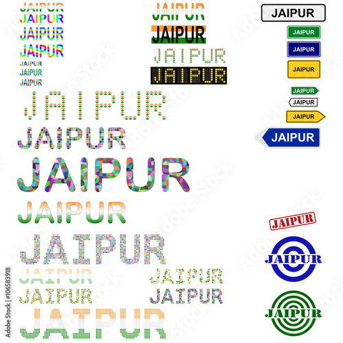 Jaipur text design set