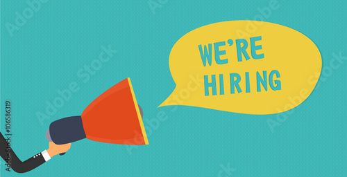 Hand holding megaphone - We are hiring