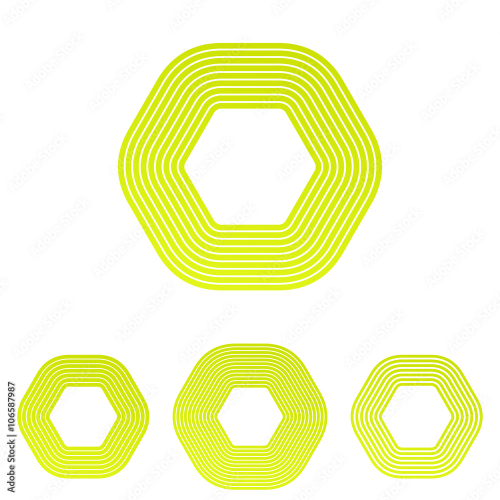 Yellow line hexagon logo design set