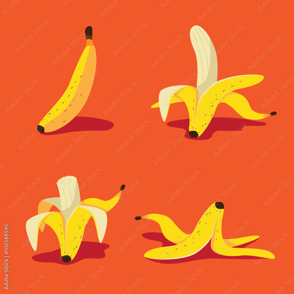 Banana icon flat design pop art collection. EPS 10 vector.