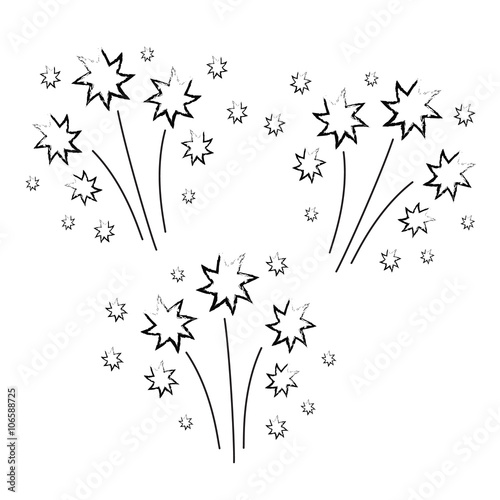 Set of hand drawn fireworks