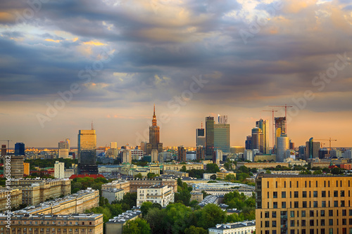 Warsaw city center at sunset. HDR - high dynamic range