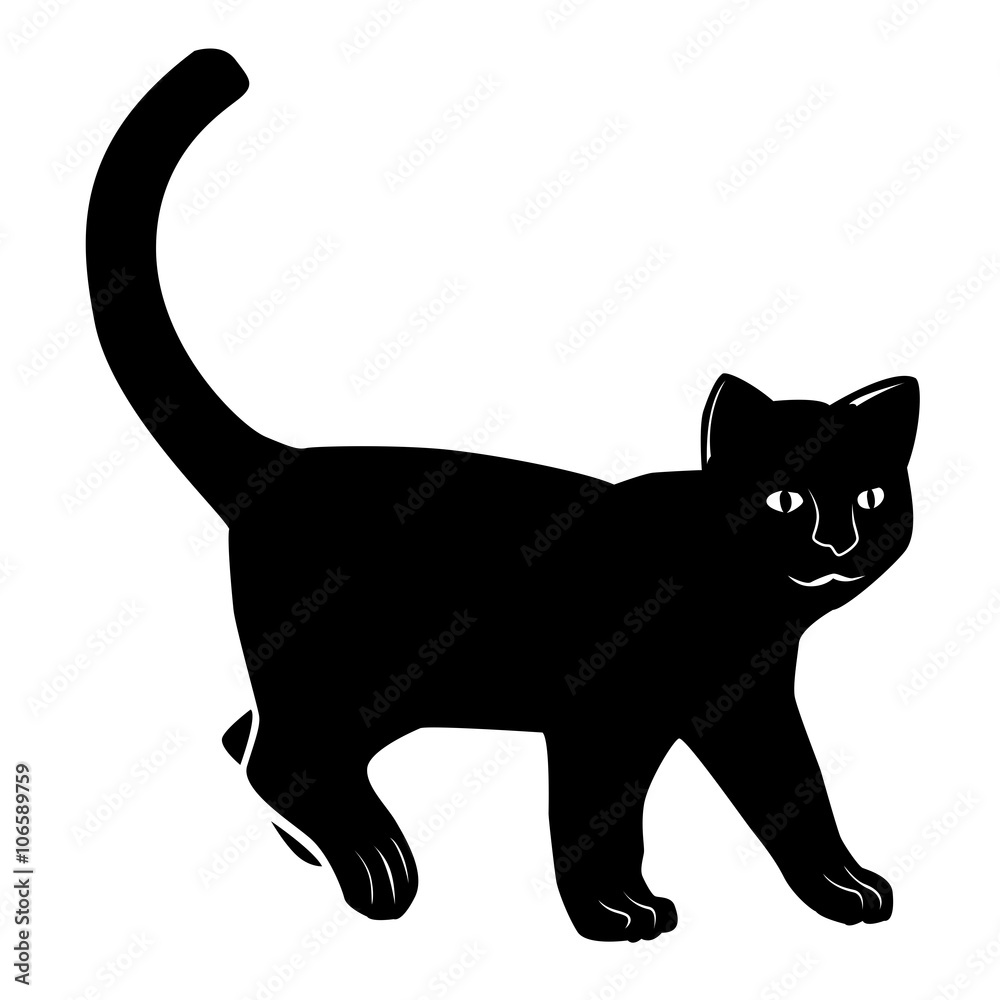 Motif noir d'un chat sur fond blanc