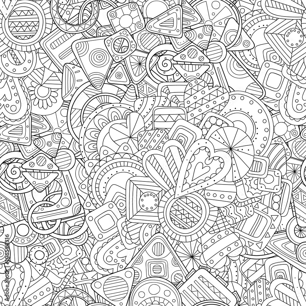 Doodle black and white abstract hand drawn background. Zentangle style seamless pattern.