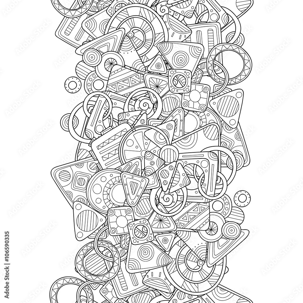 Vector abstract hand drawn seamless border. Doodle wavy decorative design element.