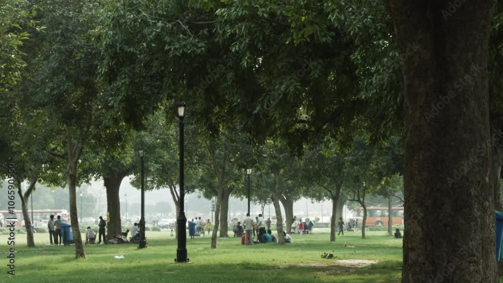 Time lapse shot of people in a park, Delhi, India