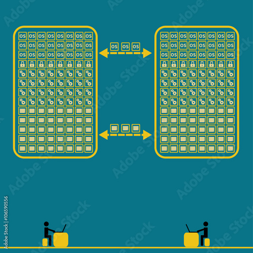 Big data technology concept idease with vintage color