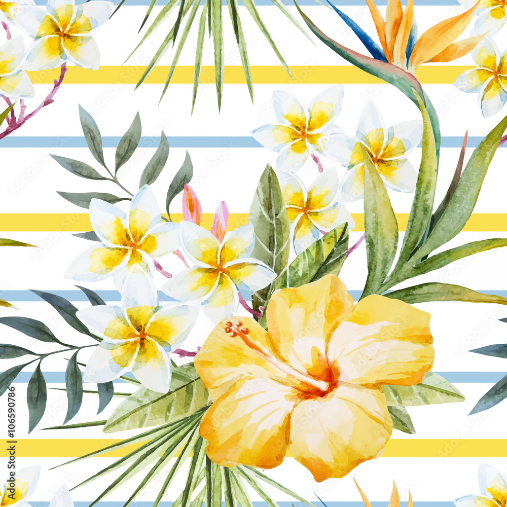 Obraz premium Tropical watercolor pattern