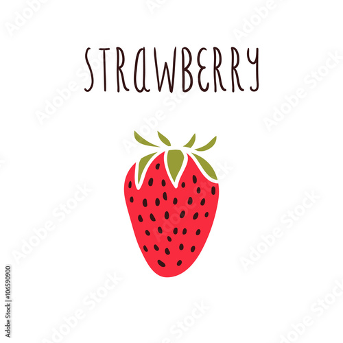 Vector hand drawn isolated strawberry with the inscription