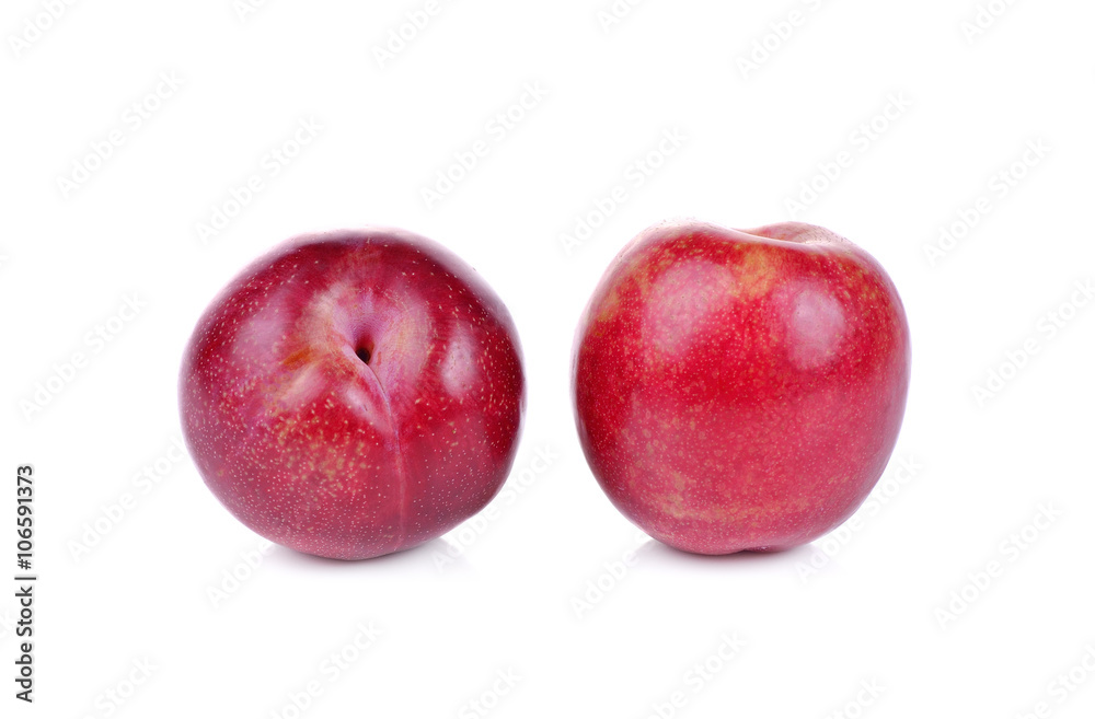  red plum isolated on white background
