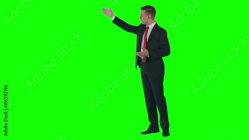 Chroma key video of weatherman presenting weather forecast on TV 
