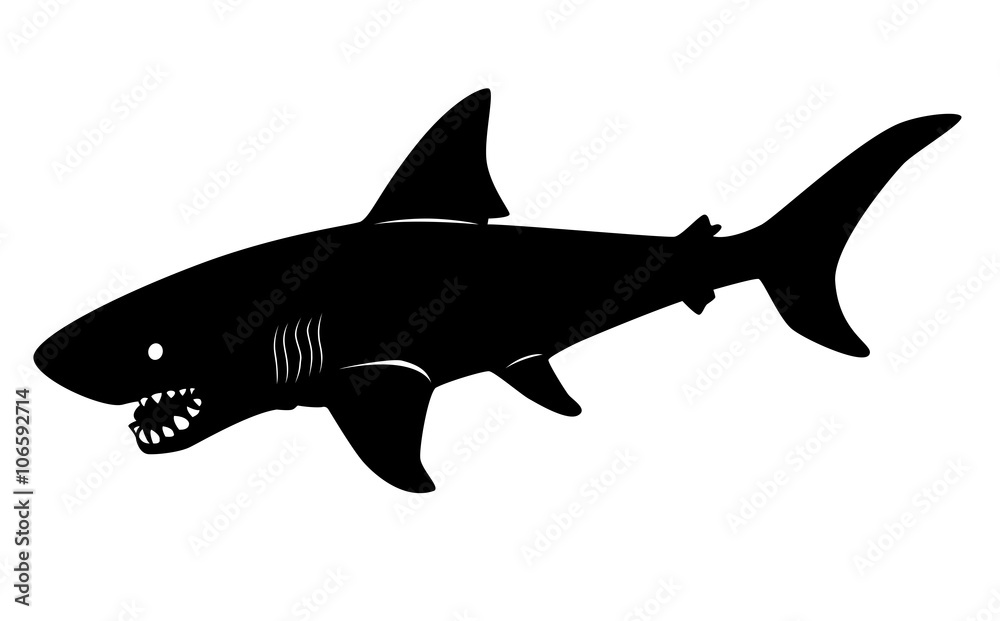Fototapeta premium Motif noir représentant un requin