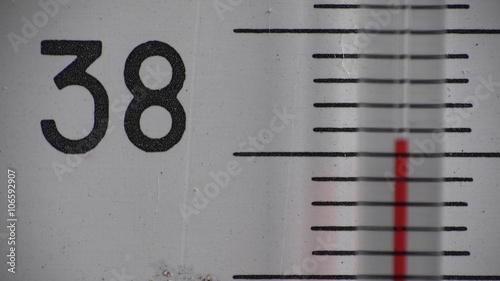 Thermometer, Temperature Rising Around 38 Degree. 4K UltraHD video.