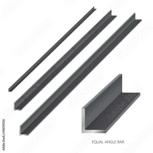 Vector illustration of steel construction isolated (Equal Angle Bar) on white background.