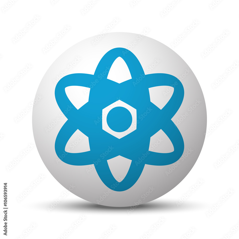 Blue Nuclear icon on sphere on white background Blue Nuclear icon on sphere on white background