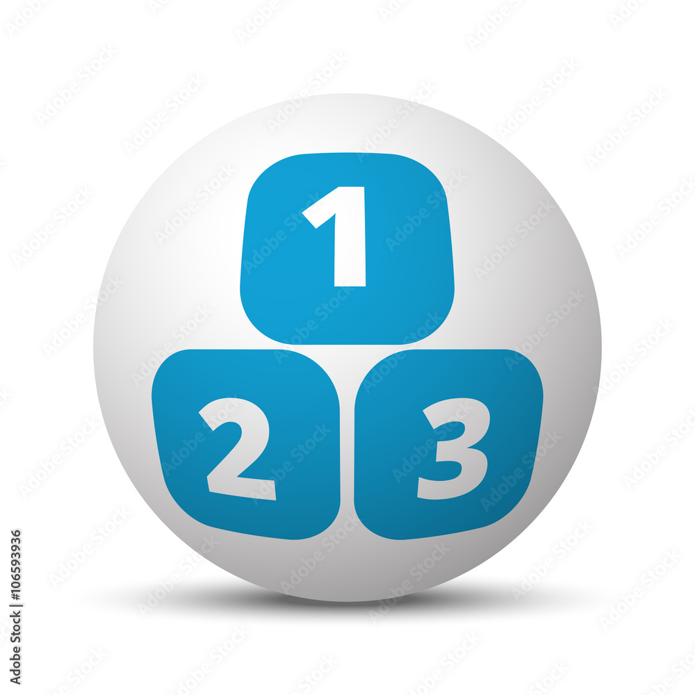 Blue 123 Blocks icon on sphere on white background Blue 123 Blocks icon on sphere on white background