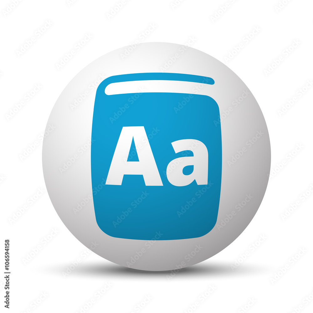 Blue Text Book icon on sphere on white background Blue Text Book icon on sphere on white background