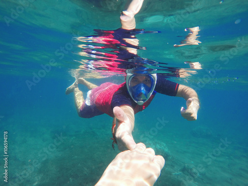 Snorkeling instructor in the sea