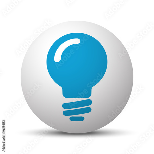 Blue Light Bulb icon on sphere on white background