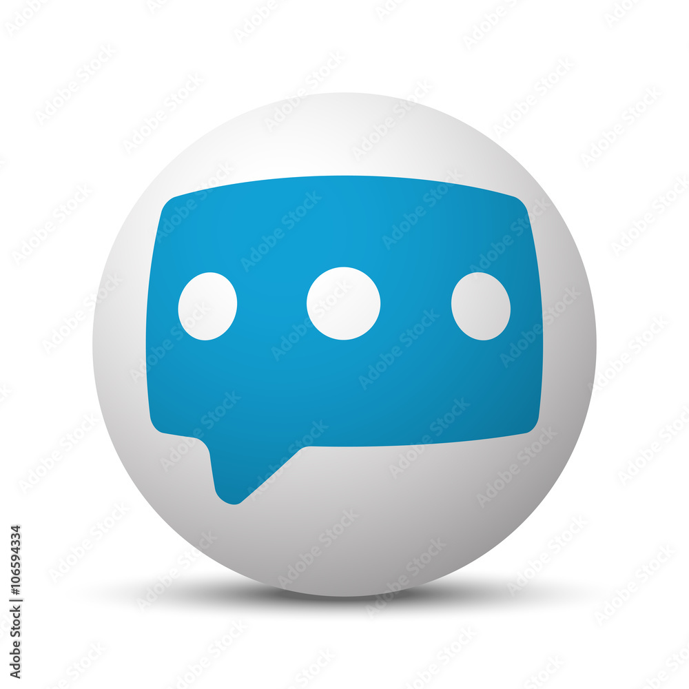 Blue Message icon on sphere on white background Blue Message icon on sphere on white background
