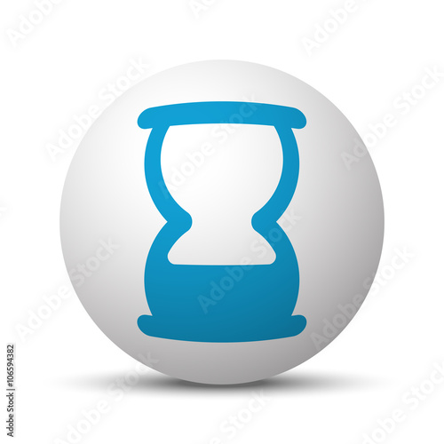Blue Hourglass icon on sphere on white background