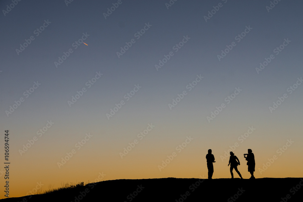 Silhouette of People at Sunset