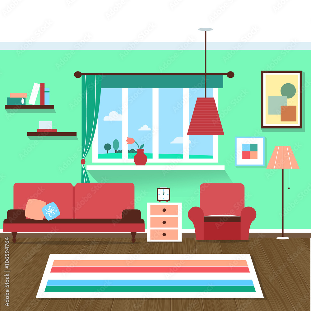 living room interior vector for your ideas
