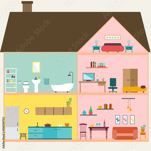 House inside with rooms vector for your ideas