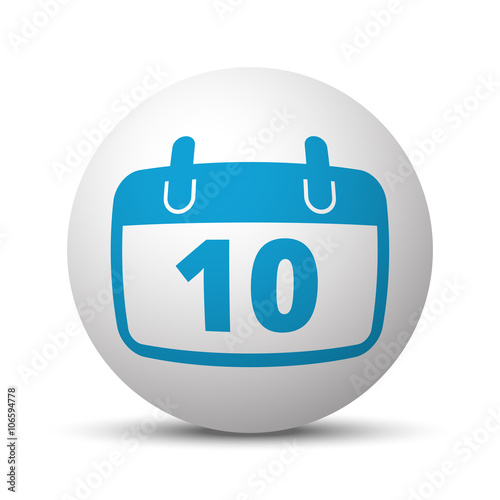 Blue Calendar icon on sphere on white background