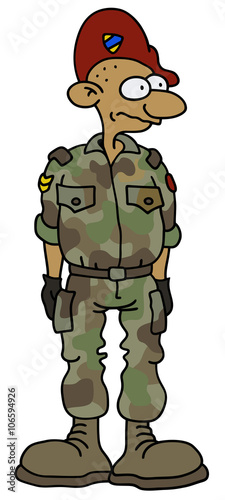 Funny soldier / Hand drawing, vector illustration