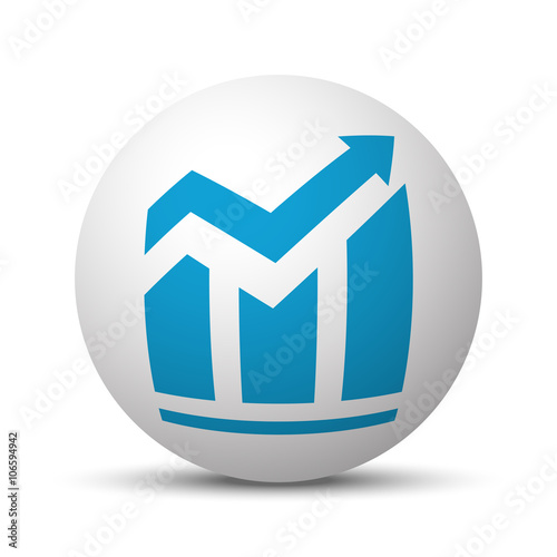 Blue Trend icon on sphere on white background