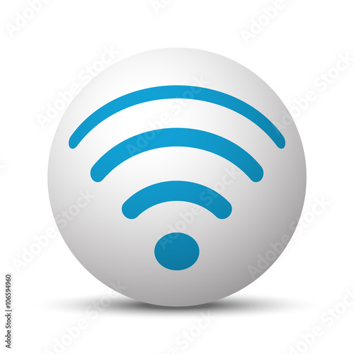 Blue Wireless icon on sphere on white background