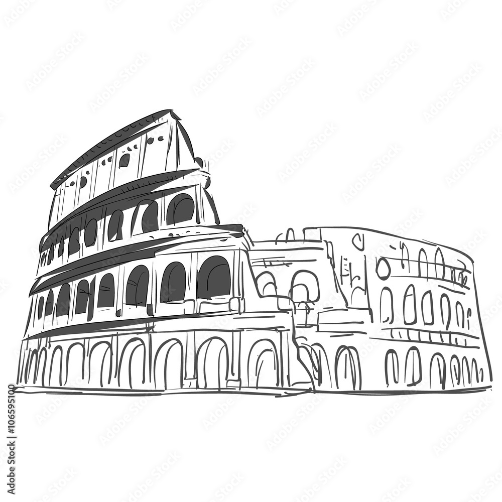 Coliseum hand drawn sketch vector for your ideas