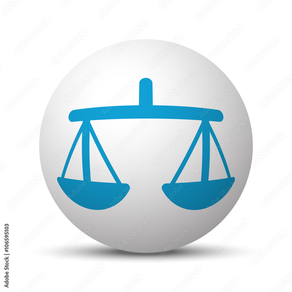 Blue Balance icon on sphere on white background Blue Balance icon on sphere on white background