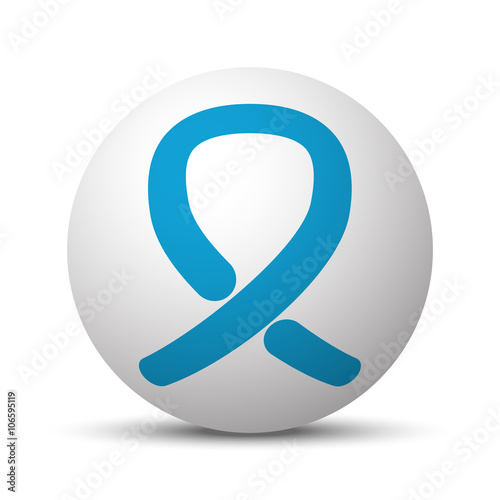 Blue Awareness Ribbon icon on sphere on white background