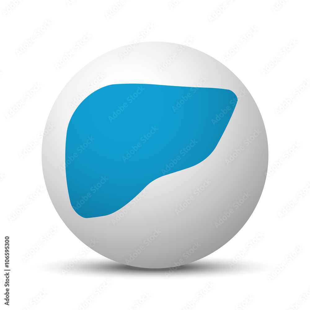 Blue Liver icon on sphere on white background Blue Liver icon on sphere on white background