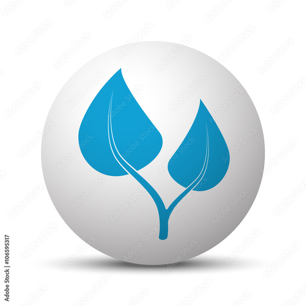 Blue Medical Herbs icon on sphere on white background Blue Medical Herbs icon on sphere on white background