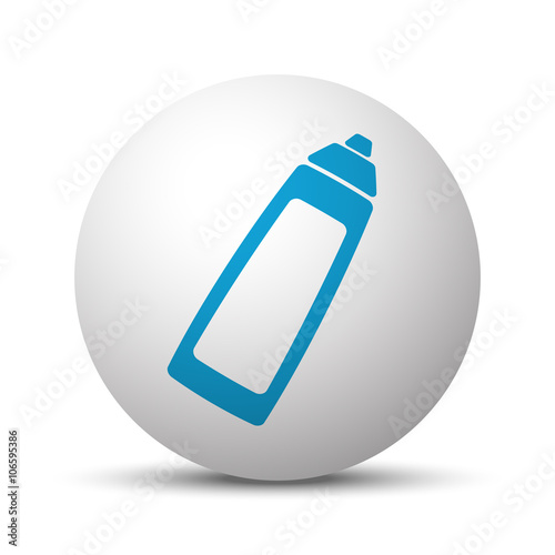 Blue Baby Bottle icon on sphere on white background