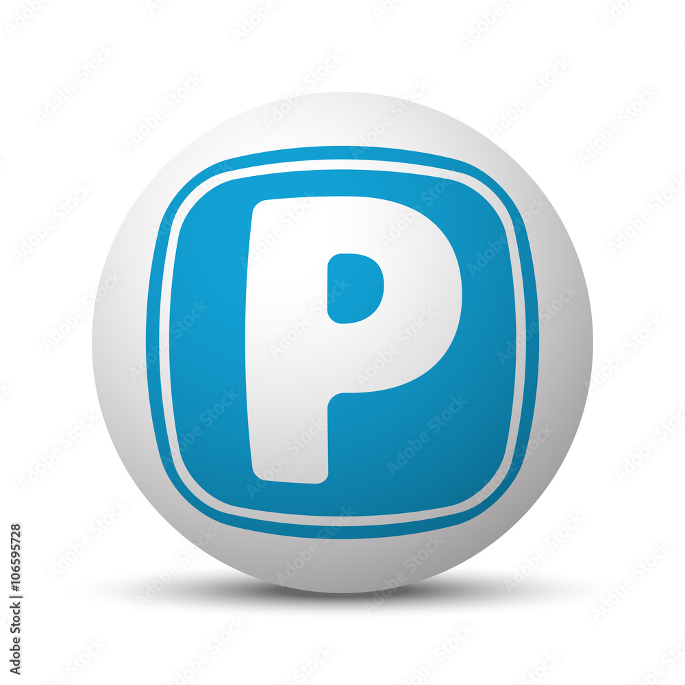 Blue Parking icon on sphere on white background Blue Parking icon on sphere on white background