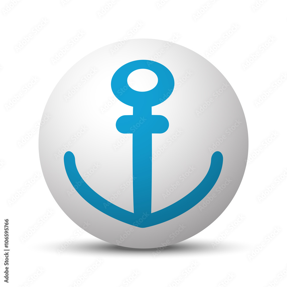 Blue Anchor icon on sphere on white background Blue Anchor icon on sphere on white background