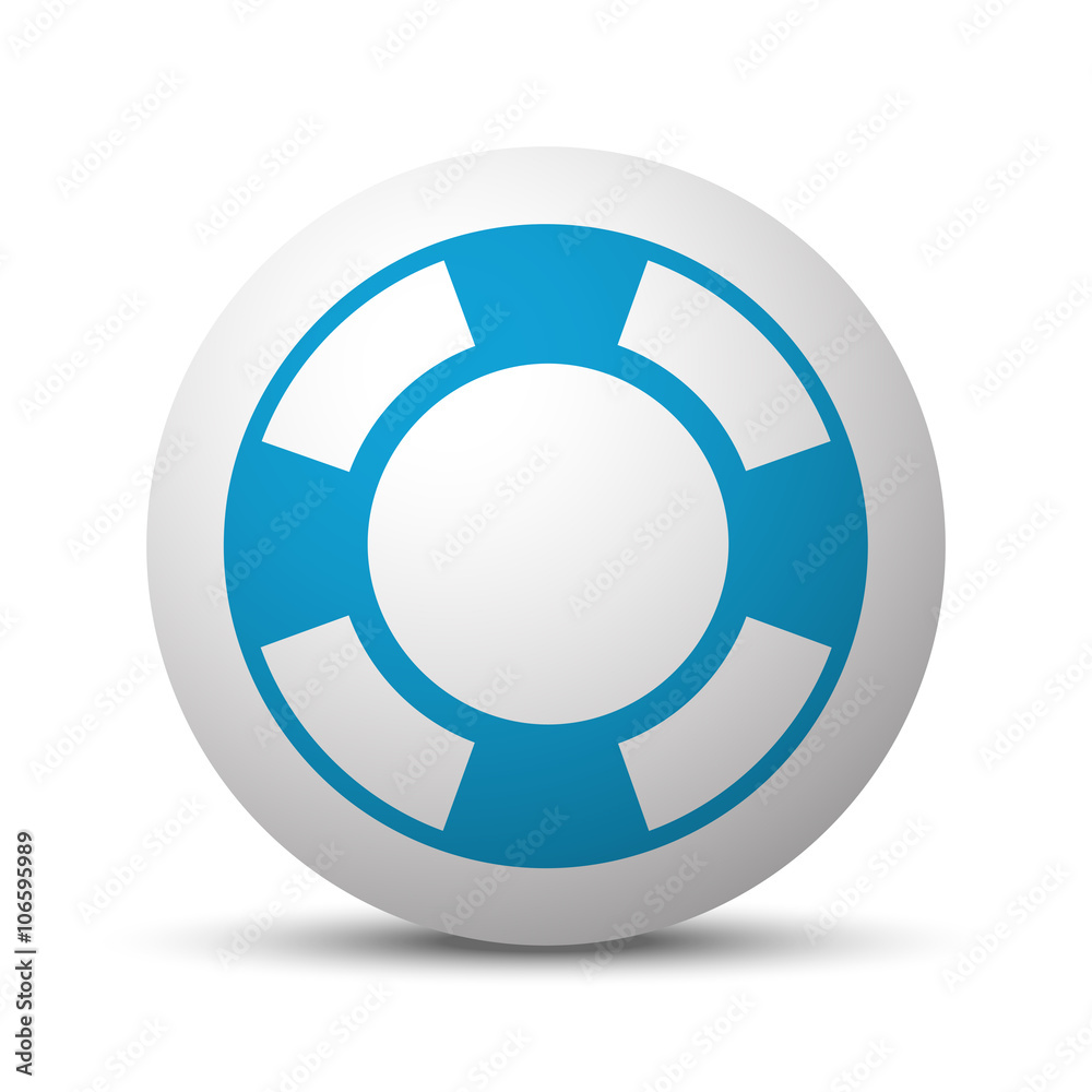 Blue Life Buoy icon on sphere on white background Blue Life Buoy icon on sphere on white background