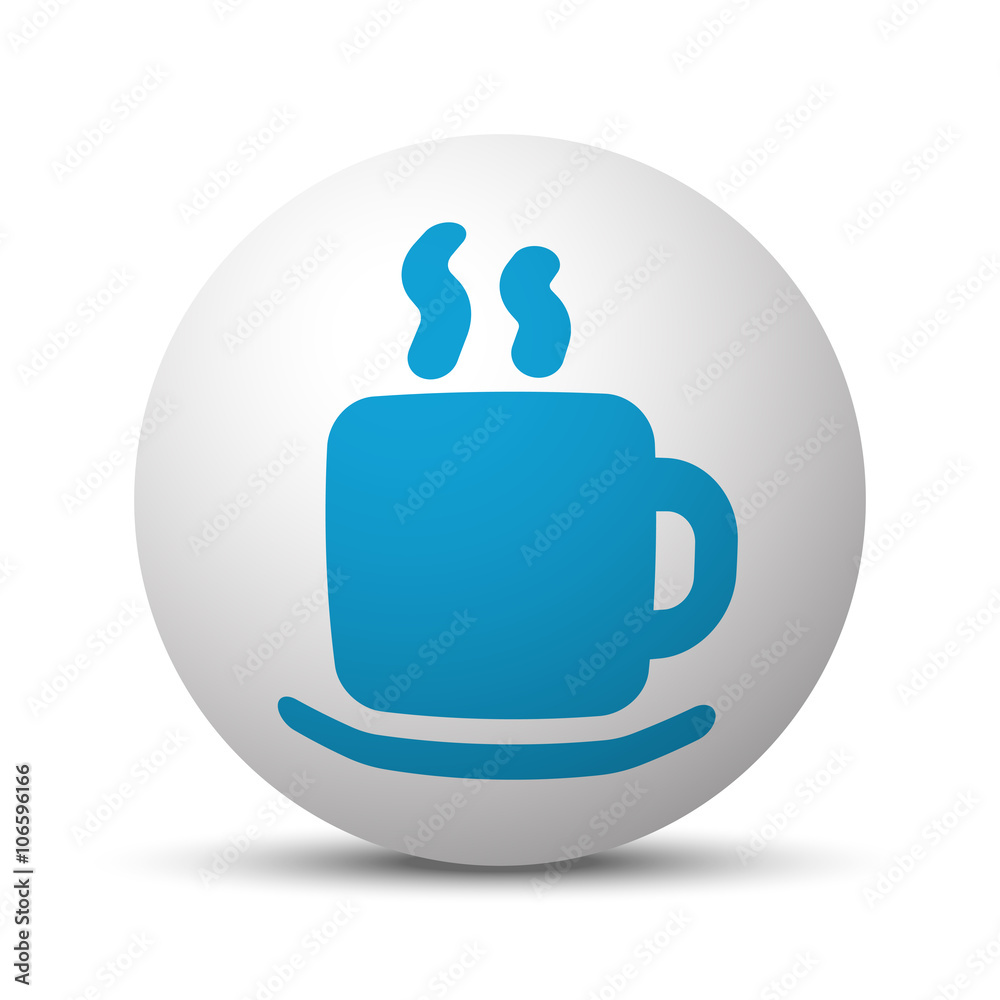 Blue Coffee icon on sphere on white background Blue Coffee icon on sphere on white background