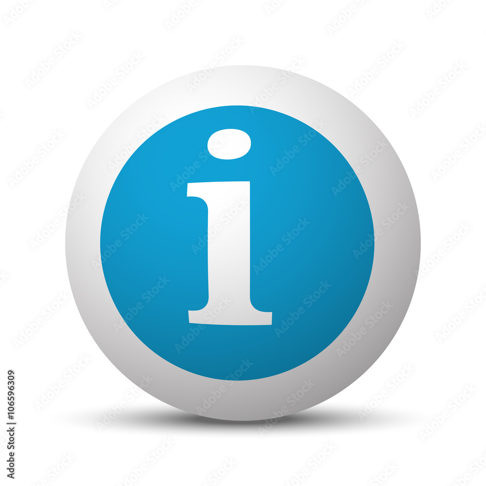 Blue Information icon on sphere on white background Blue Information icon on sphere on white background