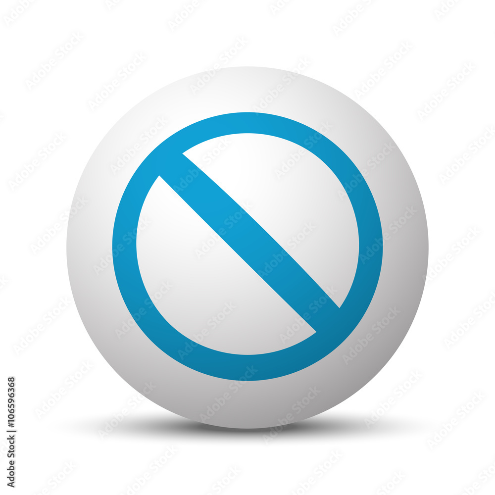 Blue Forbidden icon on sphere on white background Blue Forbidden icon on sphere on white background
