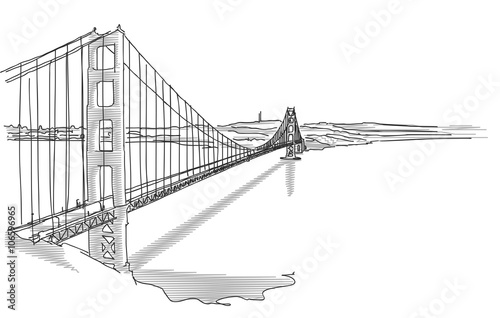 Hand Drawn Golden Gate Bridge