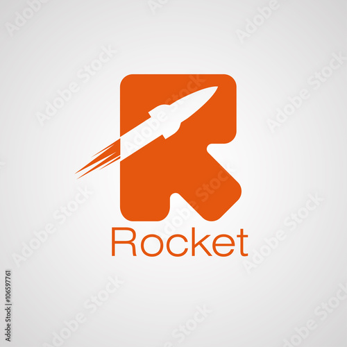 Vector Rocket Design Logo, The letter R