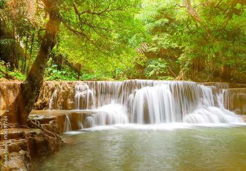 Waterfall in rain forest   Huay Mae Kamin Waterfall  Kanchanabur