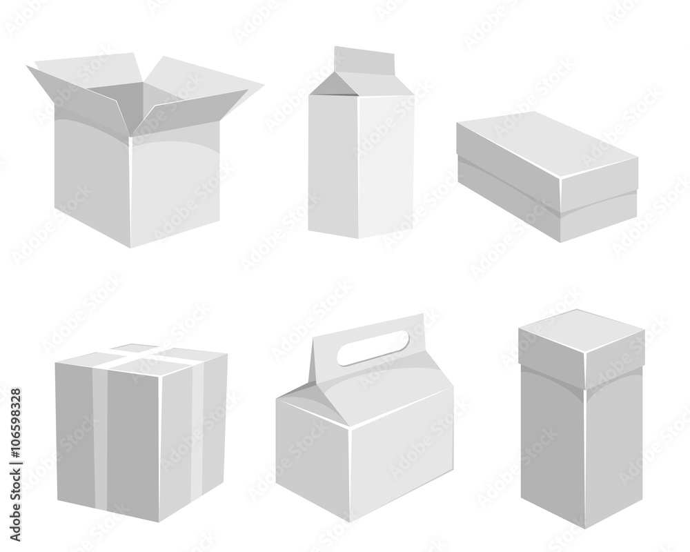 Six grey containers Six grey containers