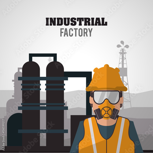 Industrial factory design, Vector illustration