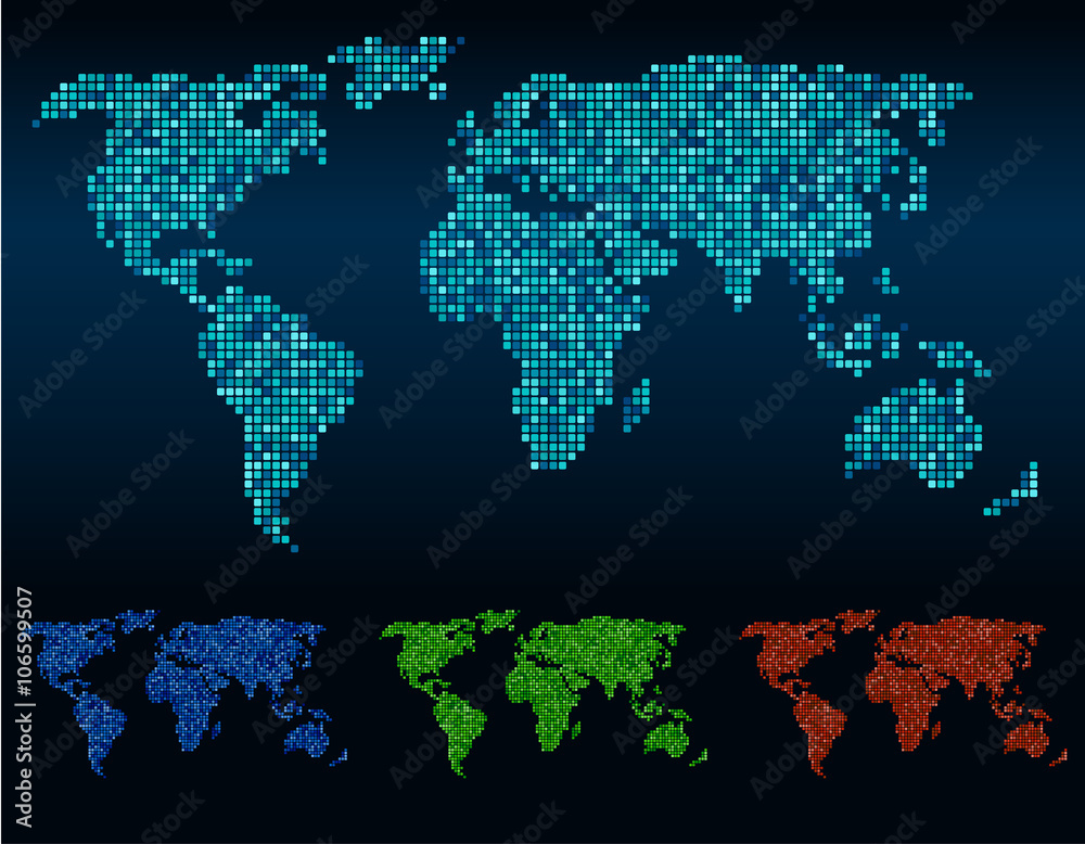 Abstract Square corners world map vector 4 tone color Abstract Square corners world map vector 4 tone color